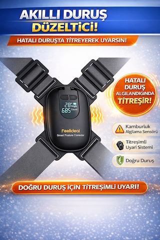 Akıllı Duruş Düzeltici Korse Ayarlanabilir Titreşim Uyarılı Postür Destekleyici Sırt Dikleştirici Kamburluk Önleyici Cihaz