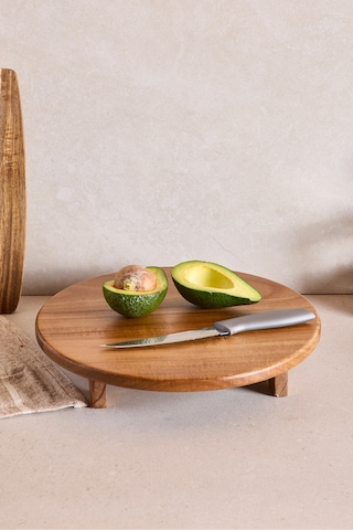 Akasya Yuvarlak Ayaklı Doğrama Tahtası 30 Cm Kahverengı Kahverengi