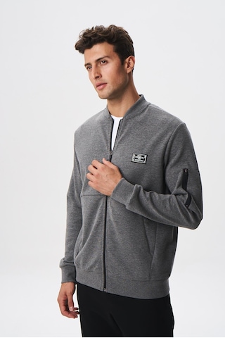 Arma Erkek Slim Fit Scuba Su Geçirmeyen Kumaş Basic Kol Cepli Tam Fermuar Kolej Yaka Sweatshirt K28324988301 Gri-g10 Gri