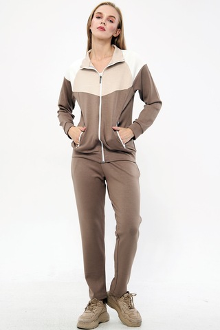 Trendhill Kadın Açık Kahve Modal Scuba Eşofman Takım Edy5543ak Açık Kahverengi