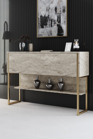 Luxe Gold Demir Ayaklı Traverten Dresuar Traverten - Gold