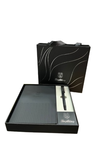 Beşiktaş Premium Defter Ve Kalem Hediye Seti Özel Kutulu Taraftar Koleksiyonu Siyah