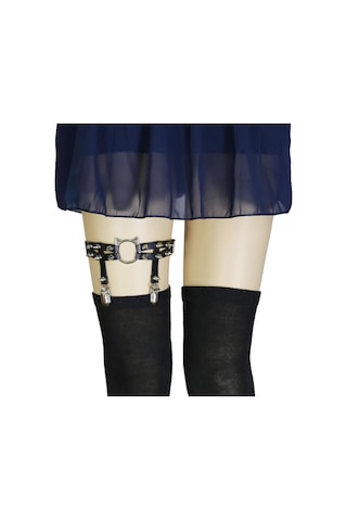 Homyl Kadın Deri Bacak Halkası Jartiyer Kemer Elastik Punk Siyah