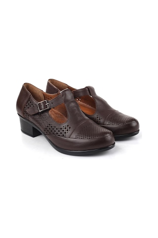Castle Black 24565 Hakiki Deri Günlük 4 Cm Topuklu Kadın Ayakkabı 001