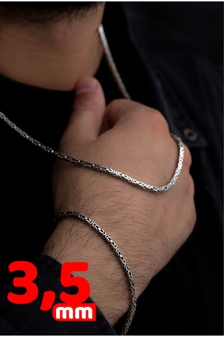 3,5mm Kare Kral Model Gümüş Set Işıklı Kutuda Sevgiliye Eşe