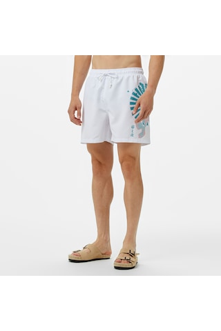 Unıted4 Classic Erkek Beyaz Deniz Şortu Düz Nerf Beyaz