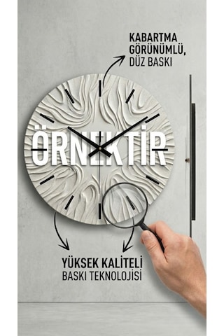 Mantar Renkli Baskı Desenli Sayılı Hediyelik Ahşap Sessiz Tablo Duvar Saati 77 Renkli