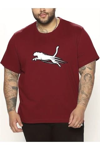 Flood Of Style Erkek Bordo Leopar Baskılı Oversize
