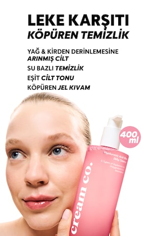 Cream Co. Hyaluronic Acid Glow Jelly Cleanser Canlandırıcı Nemlendirici ve Aydınlatıcı Yüz Temizleme Jeli 400 ML