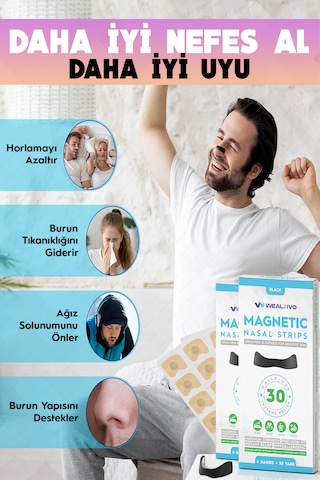 60 Adet Premium Mıknatıslı Burun Bandı, Horlama Önleyici Burun Ap