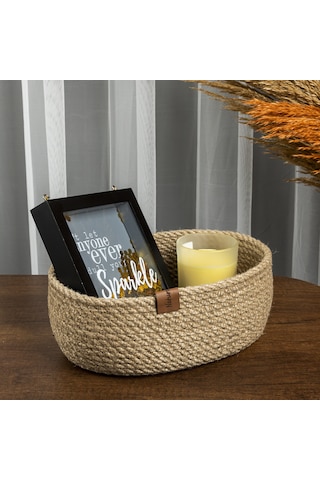 Naturalove Dekoratif Oval Jüt Sepet / Orta Boy