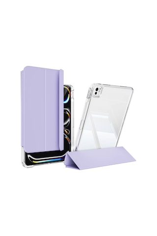 İpad Pro 11 2025 M5 Çip Uyumlu Airbagli Manyetik Ayrılabilen Fuchsia Sliding Tablet Kılıfı Kapaklı Kılıf