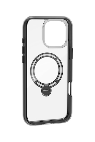 Apple iPhone 16 Pro Kılıf Magsafe Uyumlu Raptic Airjoy Serisi 360 Dönebilen Standlı Kapak Siyah - Gri