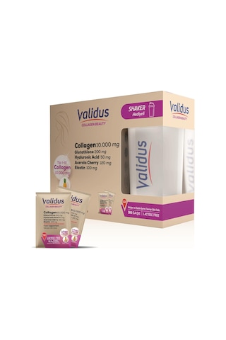 Validus Tip I-III 10.000 Mg Kolajen ve Elastin İçeren Takviye Edici Gıda 30 Şase + Shaker