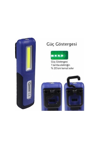 Arm Şarjlı Mıknatıslı Led Fener-Lamba Powerbank 240 Lumen N11.12378 Mavi