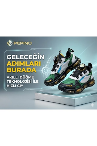Pepino 2237 Unısex Çocuk Spor Ayakkabı Siyah - Yeşil