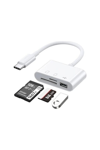 Lunatic 3252 Usb Type C To Sd Microsd Tf Kart Okuyucu Usb 3in1 Çevirici Dönüştürücü Adaptör