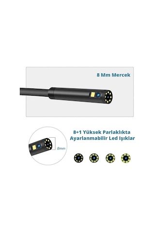 Powermaster Pm-7869 10 Metre Kablolu 8mm Hd 1080p Endeskop Yılan Kamera