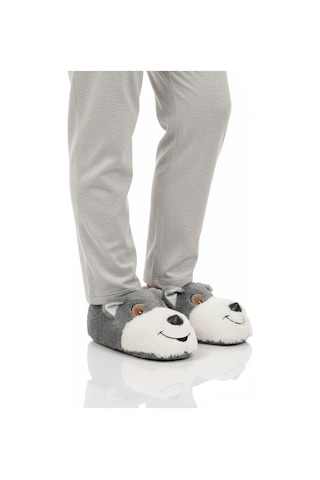 Gri Köpek Desenli Unisex Panduf 26k001 Gri