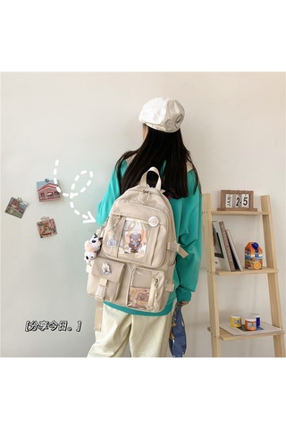 Teltree Japon Tarzı Vintage Şeffaf Sırt Çantası, Hafif Ve Dayanıklı, Seyahat İçin İdeal. Siyah