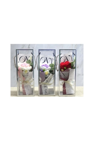 Tekli El Örgüsü Gül Buketi Dekoratif El Yapımı Çiçek 24x9 Cm Çok Renkli