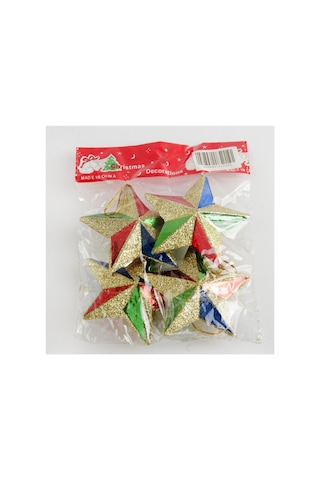 4 - 237 - Adet Simli Yıldız Yılb Ağaç Süsü - Csmo-tex - 7 Cm-sarı Diğer