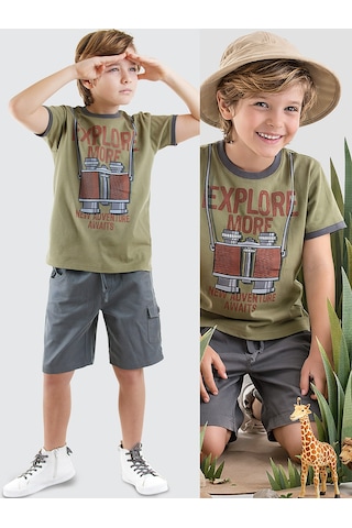 Explore Erkek Çocuk T-shirt Gabardin Şort Takım