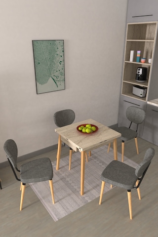 Vilinze Deniz Sandalye Avanos Ahşap Mdf Kanatlı Mutfak Masası Takımı - 70x70+70 Cmtk-avanos-07070k-tn-d33deniz-sigmagri Gri