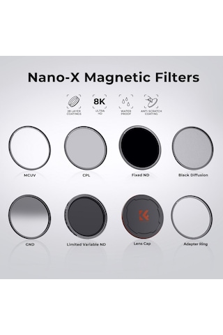 K&F Nano-X MRC ND1000 77 MM Magnetic Filtre Set - Nd1000 + Cpl + Uv + Çanta