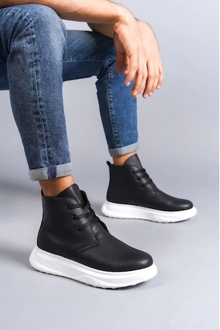 Slw204 Franca Bağcıklı Cilt Erkek Spor Bot Bt Siyah Siyah