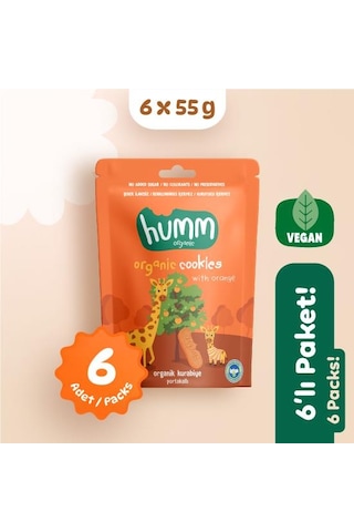 Organik Vegan Portakallı Kurabiye Atıştırmalık Paketi - 6 Adet 320 G