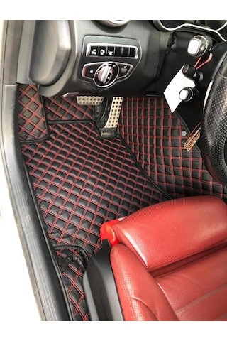 Araca Özel 7D Havuzl Deri Paspas Vokswagen Passat B8.5 2019-2021 2021-Siyaha Siyah Dikişli