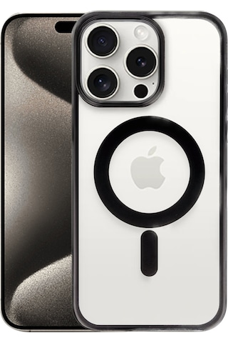 Apple iPhone Uyumlu- 15 Pro Kılıf Erozi Magsafe Kapak - Siyah