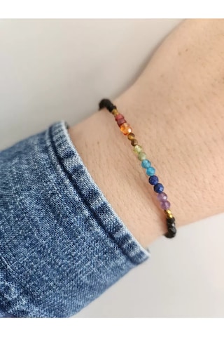 Doğaltaş Minimal Kesim Spinel Taşı Çakra Bileklik 3 Mm Çok Renkli