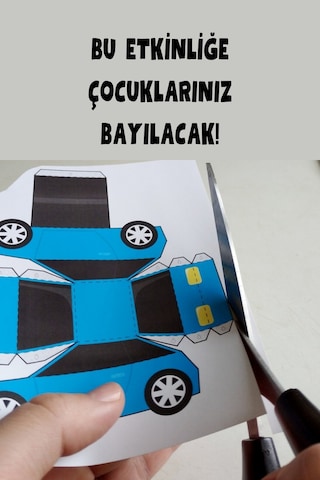 Kağıttan Maket Araba Yapıyoruz Şablonu, 5 Adet A4 Boyutta Kalın Ve Sert Kağıt.
