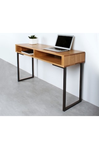 Urba Masif Doğal Ahşap Çalışma Masası Siyah