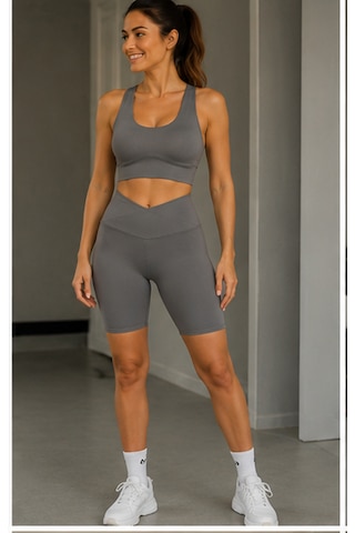 Cocosushicooo Kadın Spor Takım Yüksek Bel Biker Tayt Şort Ve Destekli Spor Büstiyer Takım Fitness Pilates Yoga Vizon Rengi