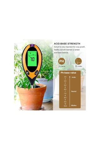 Toprak Nem Isı Ph Işık Ölçer 4-In-1