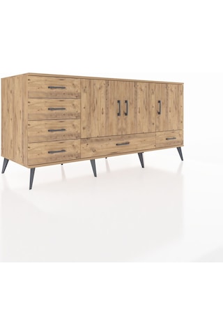 Kronos Konsol 4 Raflı 6 Çekmeceli 3 Kapaklı 176x59x83 Çam-çam/çam Atlas Çam
