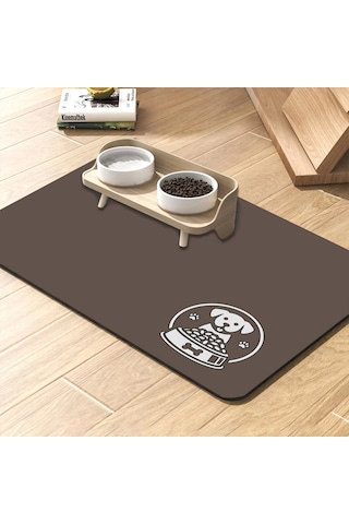 Matgo Pati Kahverengi Köpek Figürlü Beslenme Matı Mama Paspası 50 x 70 CM