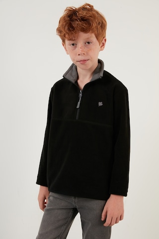 Lela Yumuşak Dokulu Fermuarlı Dik Yaka Şardonlu 2'Li Paket Çocuk Polar 5905002S2 Haki-Siyah