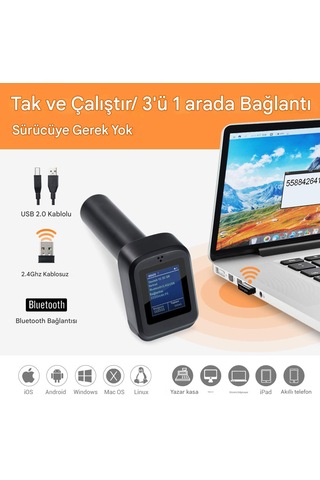 Tera Hw0006 2d Barkod Okuyucu Kablosuz, Ekranlı, Şarjlı