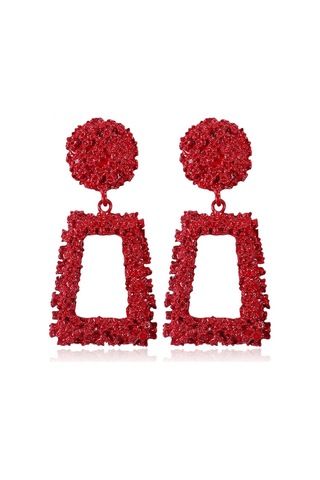 Abartılı Ovma Geometrik Küpe Trapez Uzun Metal Küpe Gümüş