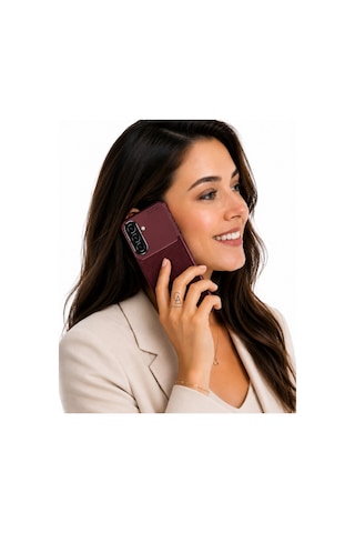 Samsung Galaxy A27 Uyumlu Kılıf Karbon Tasarım Kamera Korumalı Silikon Telefon Kılıfı Kapak Bordo