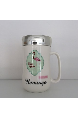 Flamingo Temalı Kapaklı Bardak Çok Renkli