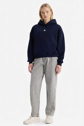 Defacto Oversize Geniş Kalıp Kapüşonlu Kalın Kumaş Sweatshirt G7628ax25cwnv1 Lacivert-nv1
