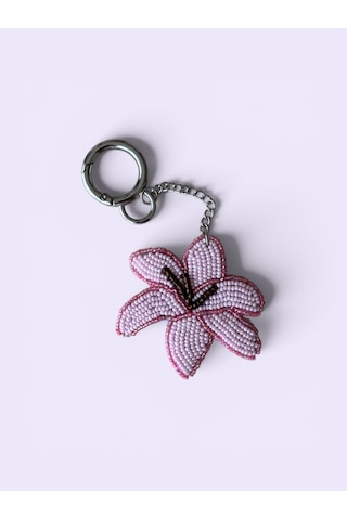 Kumru Studio Pembe Çiçek Çanta Charmı Boncuk İşlemeli Bag Charm Diğer