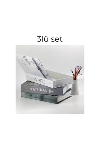 3 Lü Kitap Görünümlü Dekoratif Kutu Seti, İskandinav Tarz Modern Ev Dekorasyonu