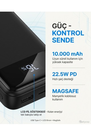 Buradabulabilirsin Snapron Snp-3025 Pd 22.5w Hızlı Şarj Lcd Ekran Magsafe 10000 Mah Powerbank Bbz Çok Renkli