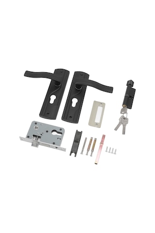 Vkemall Ev İç Kapısı Kilidi Seti - Sessiz Mangan Çelik Kollu, Ev Odaları/ofisler İçin Evrensel Siyah Kilit 3.5-5cm Kalınlık Uyumlu